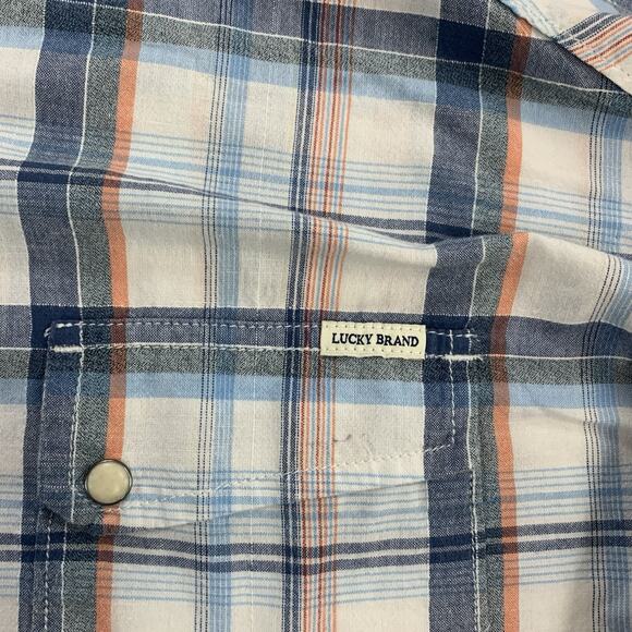 LUCKY BRAND California Fit Long Sleeve Button Up Pearl Snap Shirt Mens XXL Blue - Picture 2 of 8